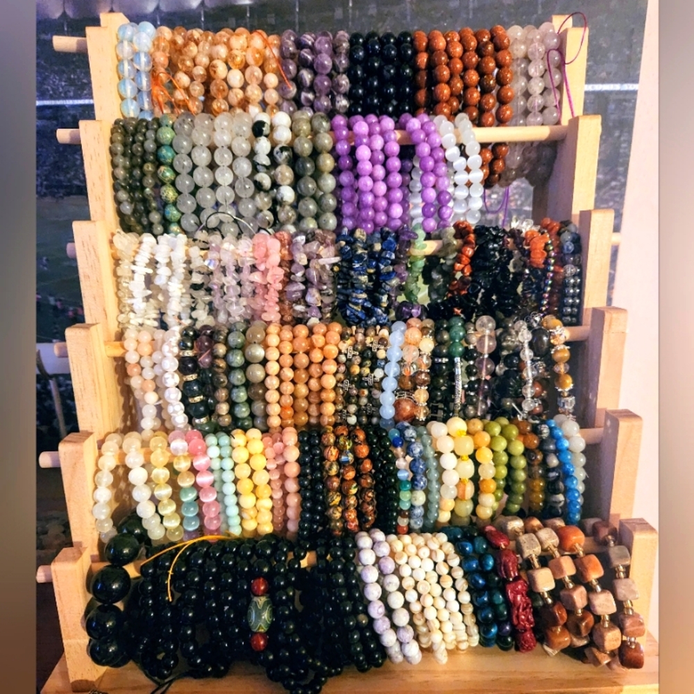 5 Pc Genuine Gemstone Crystal Bracelets, Surprise Picks 3x Value!